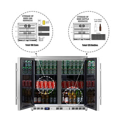 KingsBottle 36" Outdoor Beverage Refrigerator 2 Door For Home - KBU56ASD - The Home Selection