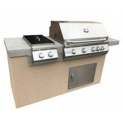 KoKoMo Antigua 6' BBQ Island Built In BBQ Grill Side Burner and Bar on one Side - ANTIGUA - The Home Selection