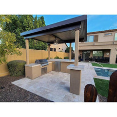 KoKoMo Aruba BBQ Island With 12' x 12' Pergola Built-In BBQ Grill - Aruba12x12Canopy - The Home Selection