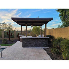 KoKoMo Aruba BBQ Island With 12' x 12' Pergola Built-In BBQ Grill - Aruba12x12Canopy - The Home Selection