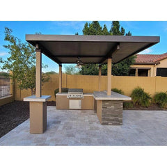 KoKoMo Aruba BBQ Island With 12' x 12' Pergola Built-In BBQ Grill - Aruba12x12Canopy - The Home Selection