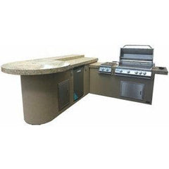 KoKoMo Aruba BBQ Island with Built In BBQ Grill Side Burner and Refrigerator - ARUBA - The Home Selection