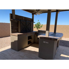 KoKoMo Barn Door TV Wall BBQ Island Pergola Firepit 4 Burner Built In BBQ St. Croix -odel# St.CroixBarnDoorTVWall - The Home Selection