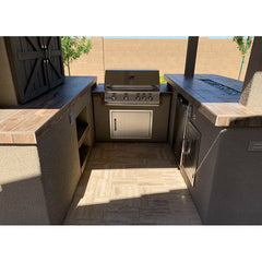 KoKoMo Barn Door TV Wall BBQ Island Pergola Firepit 4 Burner Built In BBQ St. Croix -odel# St.CroixBarnDoorTVWall - The Home Selection