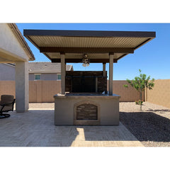 KoKoMo Barn Door TV Wall BBQ Island Pergola Firepit 4 Burner Built In BBQ St. Croix -odel# St.CroixBarnDoorTVWall - The Home Selection
