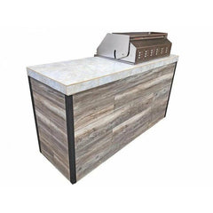 KoKoMo Elite 6' BBQ Island With Built In BBQ Grill Drift Wood Look Siding 30 Inch Doors - ELITE - The Home Selection