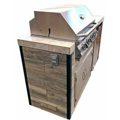 KoKoMo Elite 6' BBQ Island With Built In BBQ Grill Drift Wood Look Siding 30 Inch Doors - ELITE - The Home Selection