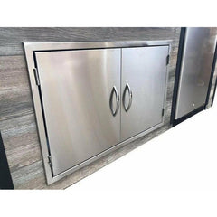KoKoMo Elite 6' BBQ Island With Built In BBQ Grill Drift Wood Look Siding 30 Inch Doors - ELITE - The Home Selection