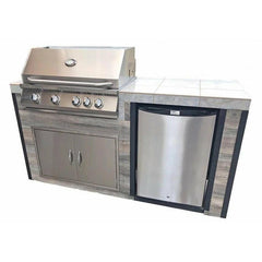 KoKoMo Elite 6' BBQ Island With Built In BBQ Grill Drift Wood Look Siding 30 Inch Doors - ELITE - The Home Selection