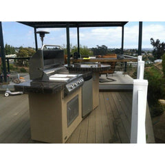 KoKoMo Fire 9' BBQ Island with 4 foot Round Bar and 4 Burner Built In BBQ Grill - Fire Island - The Home Selection