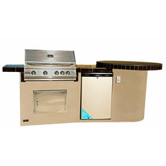 KoKoMo Fire 9' BBQ Island with 4 foot Round Bar and 4 Burner Built In BBQ Grill - Fire Island - The Home Selection