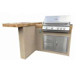 KoKoMo Havana L-Shape BBQ Island With Bar Seating and Built In BBQ Grill 4'x5' BBQ - HAVANA - The Home Selection