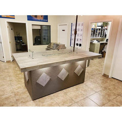 KoKoMo Island with Firepit, 4 Burner BBQ, and Outdoor Rated Refrigerator - Baja-Fire - The Home Selection