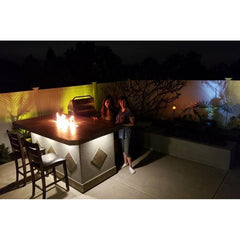 KoKoMo Island with Firepit, 4 Burner BBQ, and Outdoor Rated Refrigerator - Baja-Fire - The Home Selection