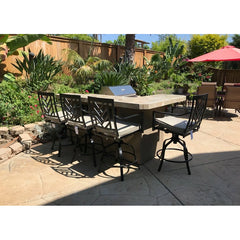 KoKoMo L-Shape BBQ Island With Bar Seating and 4 Burner Built-in BBQ Grill - L-Shape-StJohnHBar1 - The Home Selection