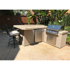 KoKoMo L-Shape BBQ Island With Bar Seating and 4 Burner Built-in BBQ Grill - L-Shape-StJohnHBar1 - The Home Selection