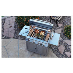 KOKOMO Professional 4 Burner 32 Inch Cart Model BBQ Grill With Lights & Locking Casters - KO-BAK4BG-PRO+KO-BAK4BG-C - The Home Selection