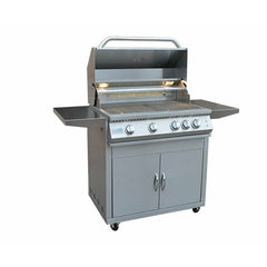 KOKOMO Professional 4 Burner 32 Inch Cart Model BBQ Grill With Lights & Locking Casters - KO-BAK4BG-PRO+KO-BAK4BG-C - The Home Selection