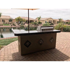 KoKoMo St. John 7'6" BBQ Island W High Bar on three sides and Lights 4 Burner BBQ Grill - St.John-H-bar - The Home Selection