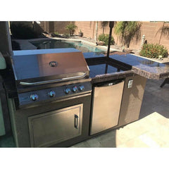 KoKoMo St. John 7'6" BBQ Island W High Bar on three sides and Lights 4 Burner BBQ Grill - St.John-H-bar - The Home Selection
