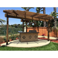 KoKoMo St. John 7'6" BBQ Island W High Bar on three sides and Lights 4 Burner BBQ Grill - St.John-H-bar - The Home Selection