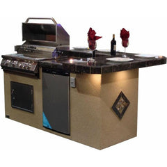 KoKoMo St. John 7'6" BBQ Island W High Bar on three sides and Lights 4 Burner BBQ Grill - St.John-H-bar - The Home Selection