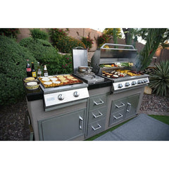 KoKoMo Teppanyaki, Griddle, Built-In BBQ Grill with Side Burner, Storage Drawers 7'6" - KO-7'6"-Tep-Side-5-Burn - The Home Selection