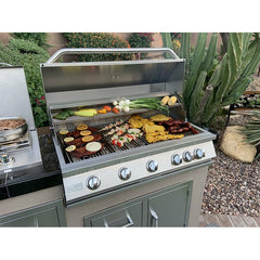 KoKoMo Teppanyaki, Griddle, Built-In BBQ Grill with Side Burner, Storage Drawers 7'6" - KO-7'6"-Tep-Side-5-Burn - The Home Selection