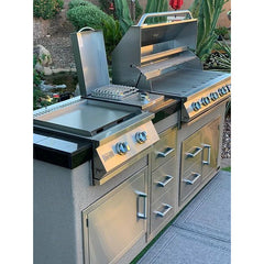 KoKoMo Teppanyaki, Griddle, Built-In BBQ Grill with Side Burner, Storage Drawers 7'6" - KO-7'6"-Tep-Side-5-Burn - The Home Selection