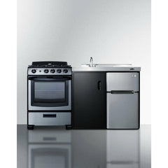 Summit 63" Wide All-in-One Kitchenette with Gas Range - ACK63GASBSS