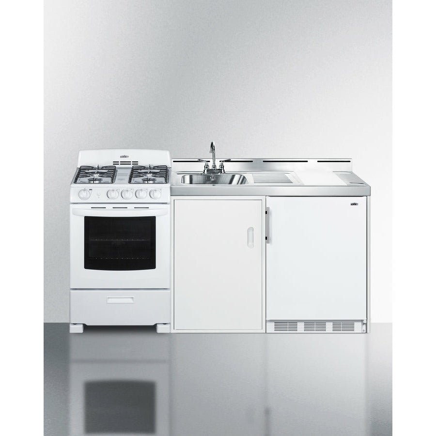 Summit 72" Wide All-in-One Kitchenette with Gas Range - ACK72GASW