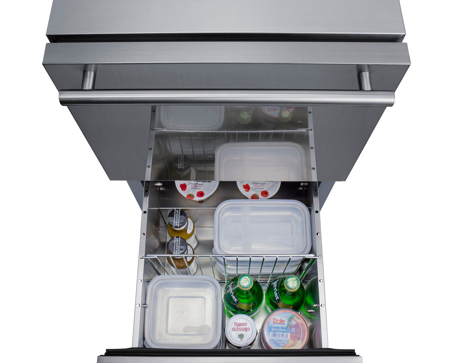 Summit 18" Wide 2-Drawer All-Refrigerator with 3.4 cu. ft. Capacity, Frost Free Defrost, Commercially Approved, Outdoor Use Approved - ADRD18H34