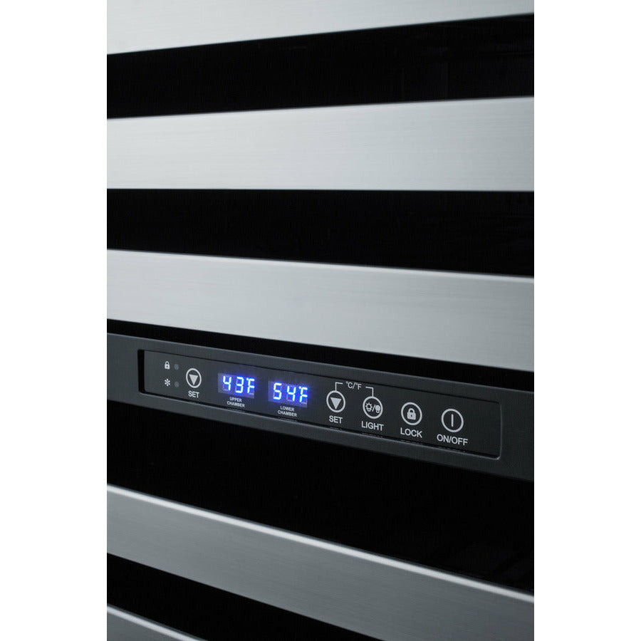 Summit 24" Wide Combination Dual-Zone Wine Cellar and 2-Drawer All-Refrigerator (Panels Not Included) with Door Lock, Automatic Defrost, CFC Free, Automatic Defrost, Temperature Memory Function - SWCDAR24