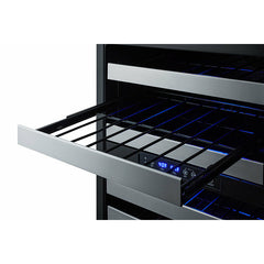Summit 24" Built-In Wine Cellar with 46 Bottle Capacity, Dual Temperature Zone, Digital Controls, Full Extension Shelves, Reversible Door, Lock, and ADA Compliant: Panel ReadyALWC532PNR