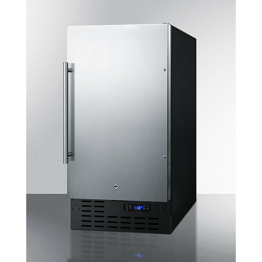 Summit 18" Built-In Ice Maker with 8 lbs. Daily Ice Production, Crescent Ice, ADA Compliant, ETL Listed, Frost-Free Operation, Factory Installed Lock - BIM18
