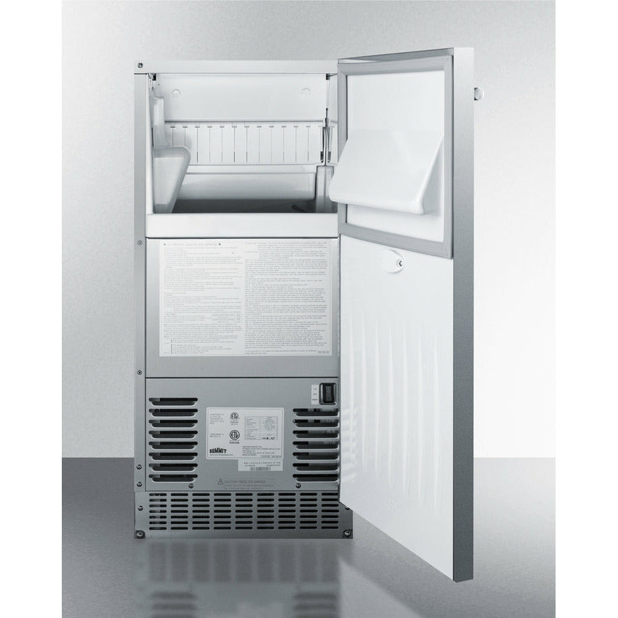 Summit 15" Outdoor Icemaker with 62 lbs. Daily Production, Clear Ice and Frost-Free Operation in Panel Ready - BIM68OSGDR