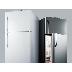 Summit 30" Top Freezer Refrigerator with 18 cu. ft. Total Capacity, Adjustable Thermostat and Shelves, CFC Free, High/Low Temperature Alarm, NIST Calibrated Temperature Display, Sealed Back, Gallon Door Bin, CARB Compliant in Stainless look - BKRF18PL
