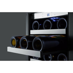 Summit 15" Wide Built-In Wine Cellar with 34 Bottle Capacity, Glass Door, 6 Extension Wine Racks, Digital Control - CL15WC