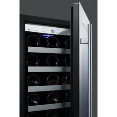 Summit 15" Wide Built-In Wine Cellar with 34 Bottle Capacity, Glass Door, 6 Extension Wine Racks, Digital Control - CL15WC