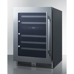 Summit 24"  Wide Built-In Dual-Zone Wine Cellar with 36 Bottle Capacity, Glass Door, With Lock, 5 Extension Wine Racks, Digital Control - CL244WC