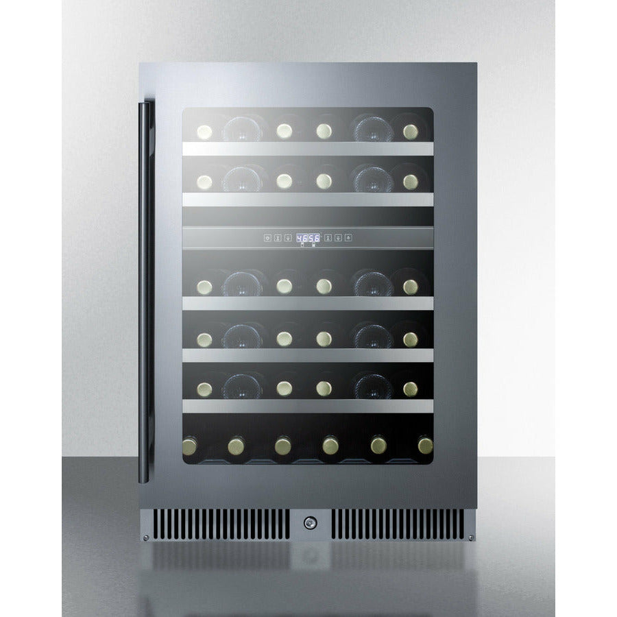 Summit 24"  Wide Built-In Dual-Zone Wine Cellar with 36 Bottle Capacity, Glass Door, With Lock, 5 Extension Wine Racks, Digital Control - CL244WC