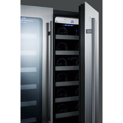 Summit 24" Wide Built-In Wine Cellar with 42 Bottle Capacity, Both Hinge, Glass Door, 12 Extension Wine Racks, Digital Control, LED Light, Compressor Cooling, Built-In capable, Dual Zone, Digital Thermostat - CLFD24WC