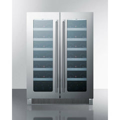 Summit 24" Wide Built-In Wine Cellar with 42 Bottle Capacity, Both Hinge, Glass Door, 12 Extension Wine Racks, Digital Control, LED Light, Compressor Cooling, Built-In capable, Dual Zone, Digital Thermostat - CLFD24WC