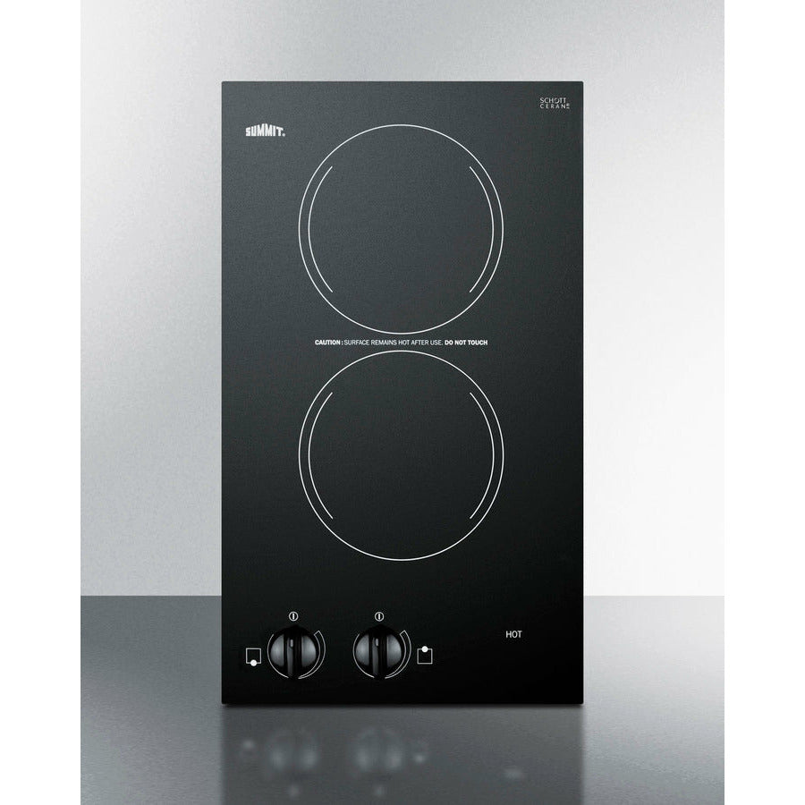 Summit 12" Wide 115V 2-Burner Radiant Cooktop with 2 Elements, Hot Surface Indicator, ADA Compliant, Push-to-Turn Knobs, Residual Heat Indicator Light - CR2110