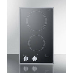 Summit 12" Electric Smoothtop Style Cooktop with 1 Elements, Hot Surface Indicator, Push-to-Turn Knobs in Stainless Steel - CR2B12ST