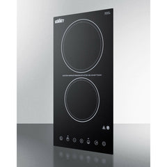 Summit 12" Wide 230V 2-Burner Radiant Cooktop with 2 Elements, Hot Surface Indicator, ADA Compliant, ETL Safety Listed, Schott Ceran Glass, Residual Heat Indicator Light, Digital Touch Controls - CR2B23T