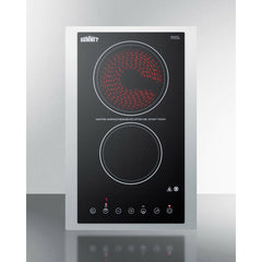 Summit 15" Wide 230V 2-Burner Radiant Cooktop with 2 Elements, Hot Surface Indicator, ADA Compliant, Schott Ceran Glass, Digital Touch Controls - CR2B23T
