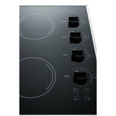Summit 24" Wide 230V 4-Burner Radiant Cooktop with 4 Elements, Installs Over Oven, Schott Ceran Glass, Push-to-Turn Knobs - CR425