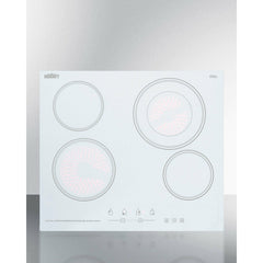 Summit 24" Wide 230V 4-Burner Radiant Cooktop w/ 4 Elements, Hot Surface Indicator, ADA Compliant, ETL Safety Listed, Schott Ceran Glass, Residual Heat Indicator Light, Digital Touch Controls - CR4B23T