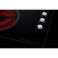 Summit 30" Wide 208-240V 4-Burner Radiant Cooktop with 4 Elements, Hot Surface Indicator, ETL Safety Listed, Push-to-Turn Knobs, ETL, Residual Heat Indicator Light, EuroKera Glass Surface in Black - CR4B30MB